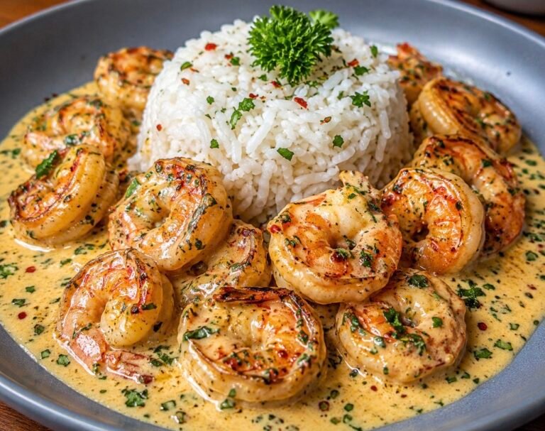 Creamy Garlic Shrimp with Rice