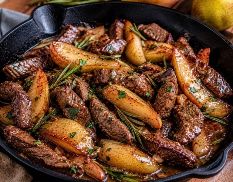 Pear & Rosemary Beef Skillet
