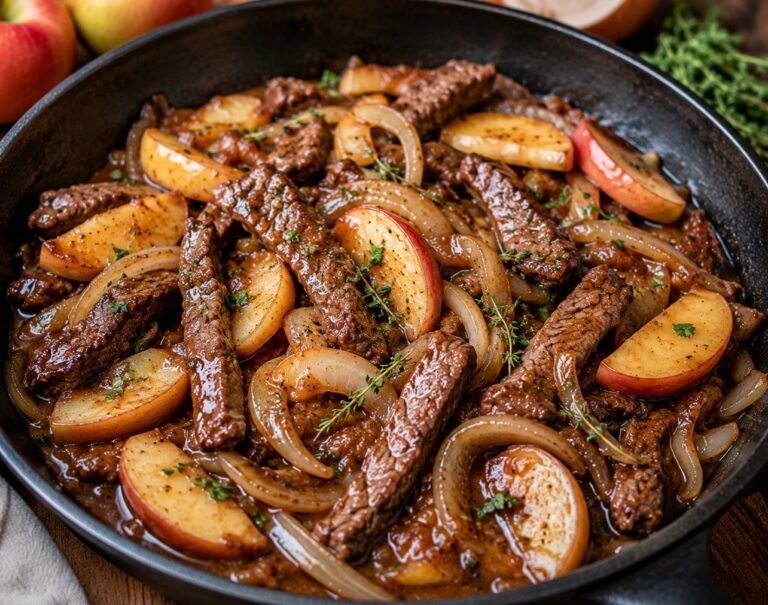 Beef with Apples and Onion Gravy