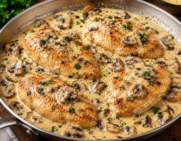 Creamy Garlic Parmesan Chicken with Mushrooms