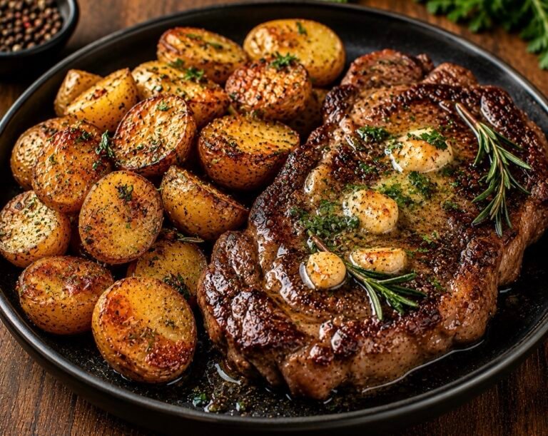 Garlic Butter Steak and Crispy Potatoes