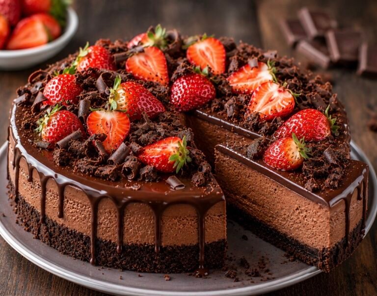Chocolate Strawberry Crunch Cheesecake