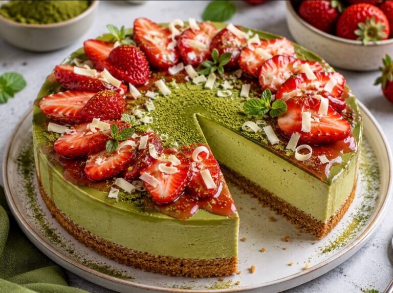 Matcha Strawberry Cheesecake