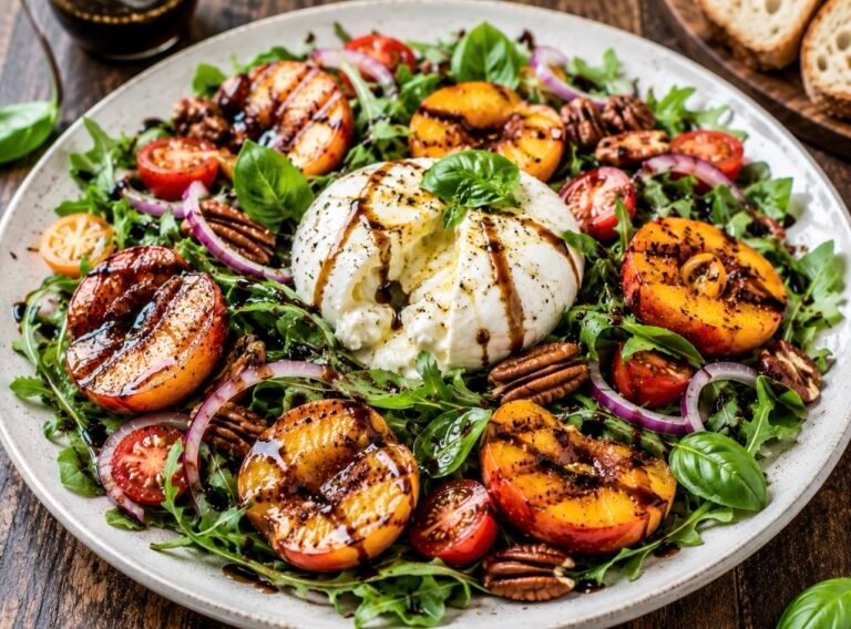 Grilled Peach Burrata Salad