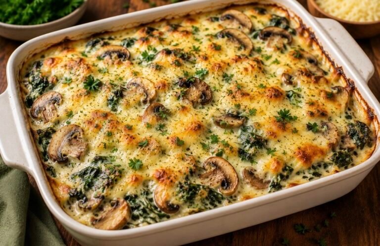 Creamy Mushroom & Spinach Gratin