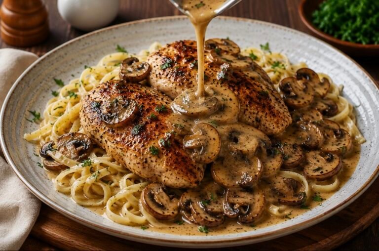 Creamy Chicken Marsala with Mushrooms & Pasta
