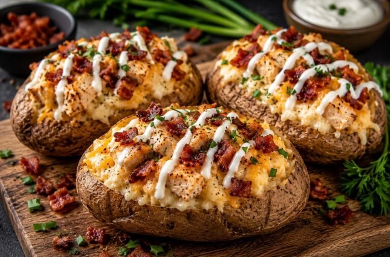 Loaded Chicken Bacon Stuffed Baked Potatoes