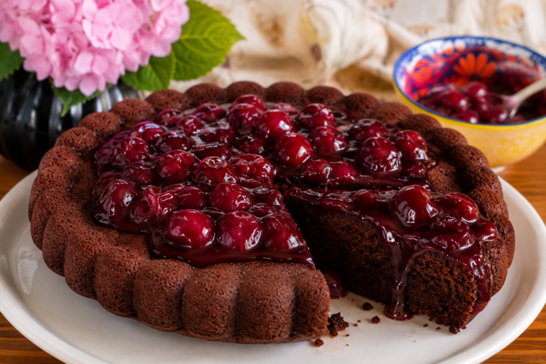 🍒 Chocolate Cherry Cake (Soft & Moist)
