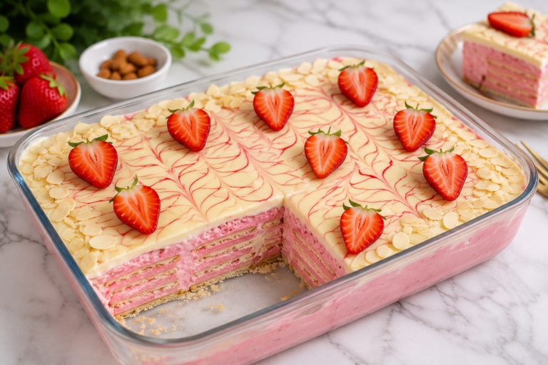 Strawberry Custard Biscuit Dessert