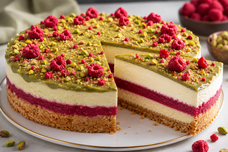 No-Bake Raspberry Pistachio Cake