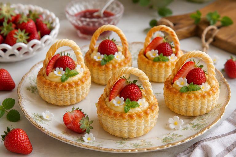 🍓 Puff Pastry Strawberry Baskets