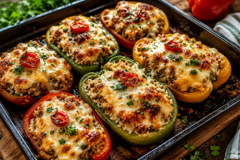 Cheesy Stuffed Bell Peppers 🌶️🧀A hearty, cheesy dinner that’s perfect for the whole family.