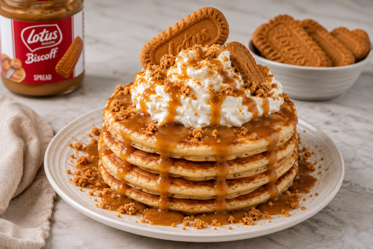 Lotus Biscoff Caramel Pancakes