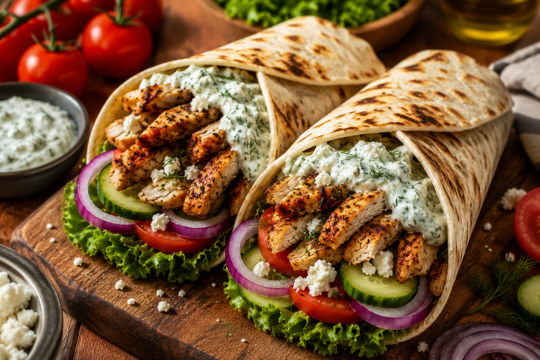 Greek Chicken Wraps with Tzatziki