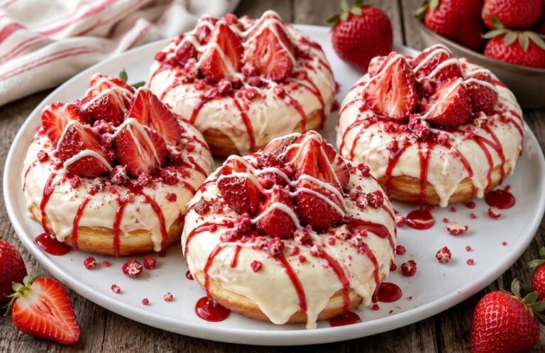 Strawberry White Chocolate Donuts