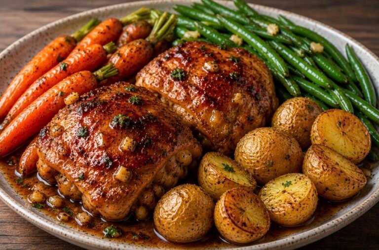 Honey Garlic Chicken Thighs with Roasted Vegetables
