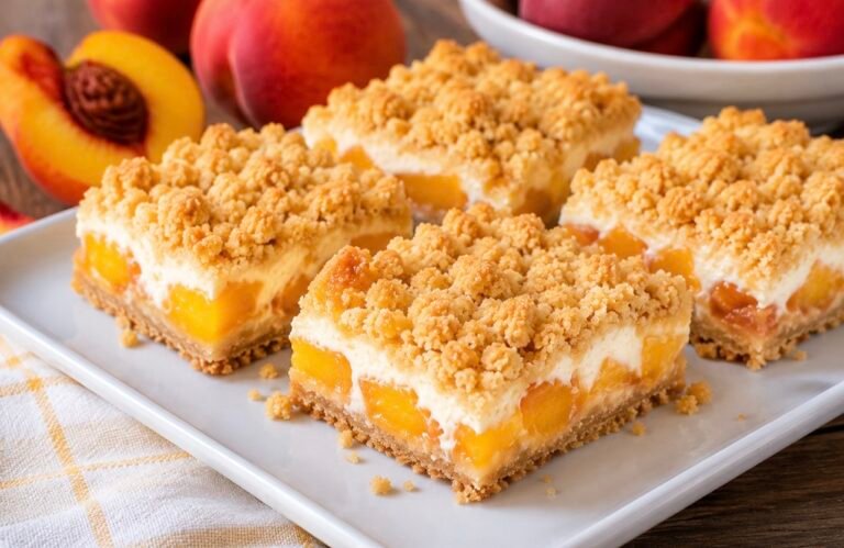 Peach Cream Cheese Crumble Bars