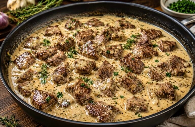 Creamy Garlic Thyme Beef Skillet