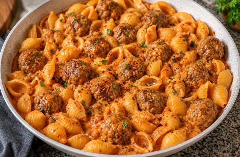 One-Pot Creamy Meatball Pasta