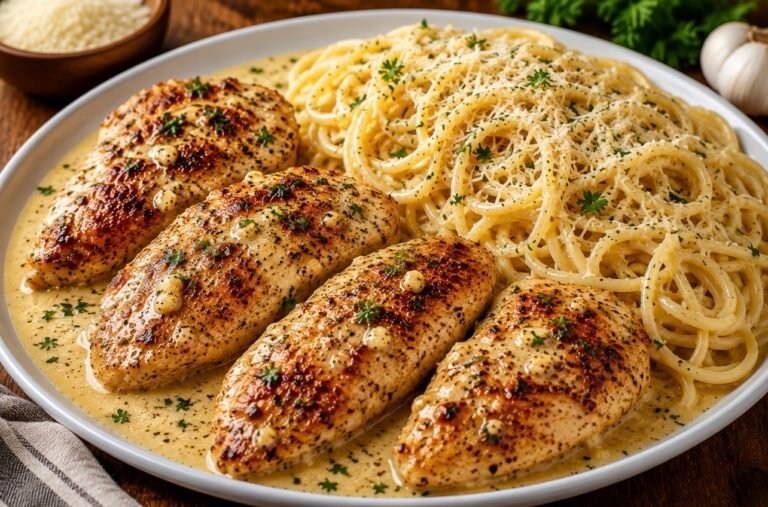 Garlic Butter Chicken with Parmesan Pasta