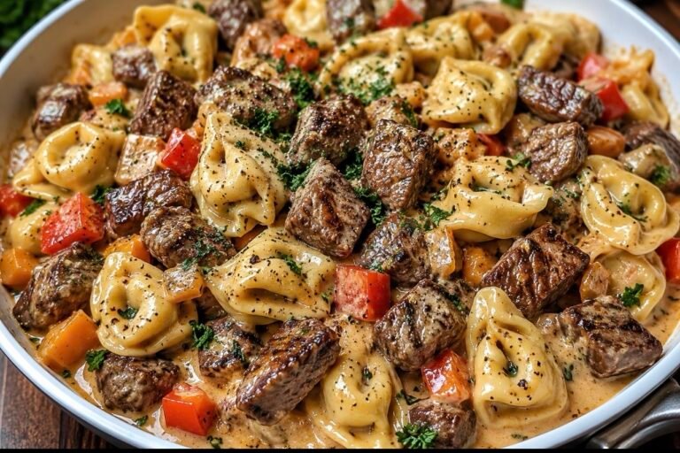 Cheesy Steak Tortellini Skillet