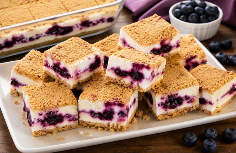 Frozen Blueberry Cheesecake Biscuit Bars