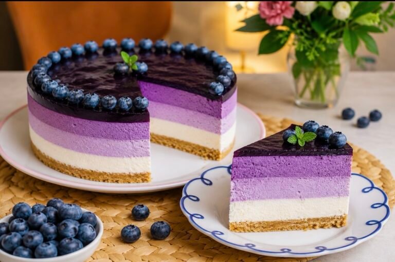 Blueberry Gradient No-Bake Cheesecake