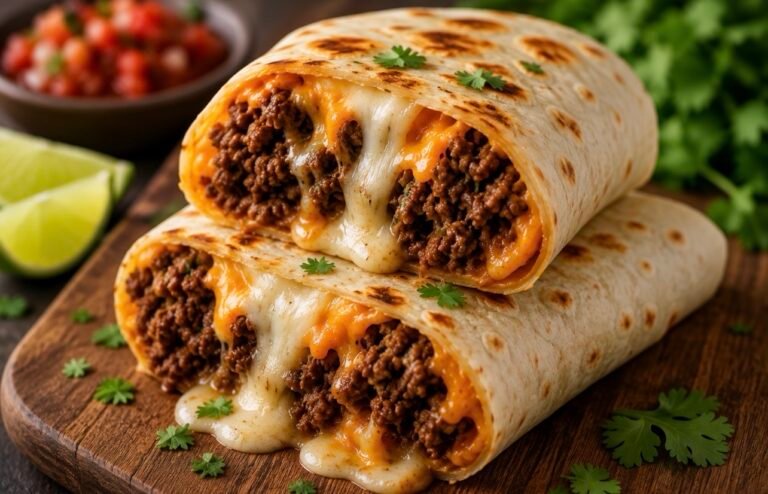 Cheesy Ground Beef Burritos