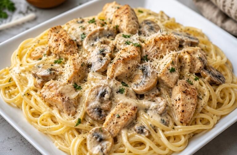 Creamy Garlic Chicken Mushroom Pasta