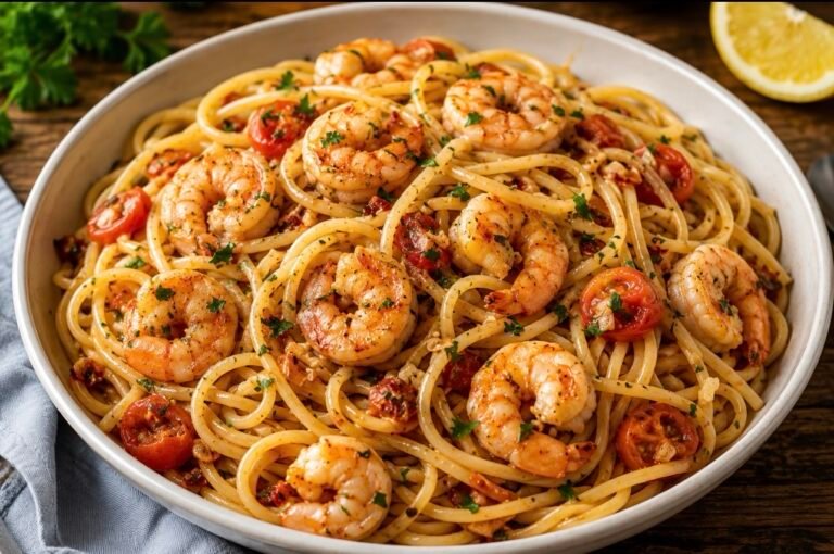 🍤 Homemade Shrimp Linguine with Rich Seafood Stock