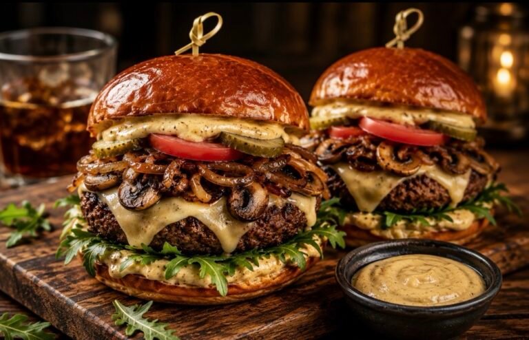 Gourmet Mushroom Swiss Burger