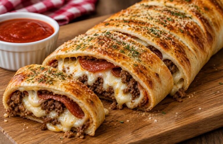 Cheesy Beef Stromboli