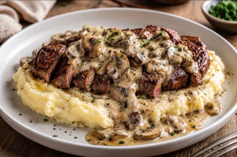 NY Strip Steak with Creamy Mushroom Sauce