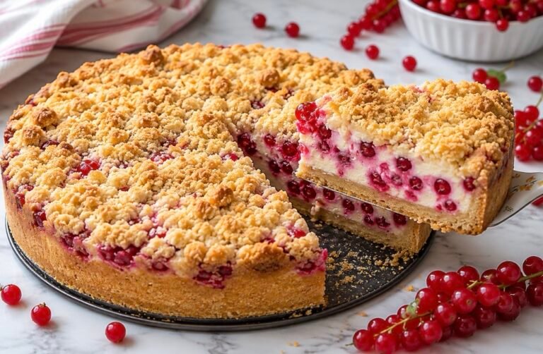 Red Currant Crumble Cake (Johannisbeeren Streuselkuchen)