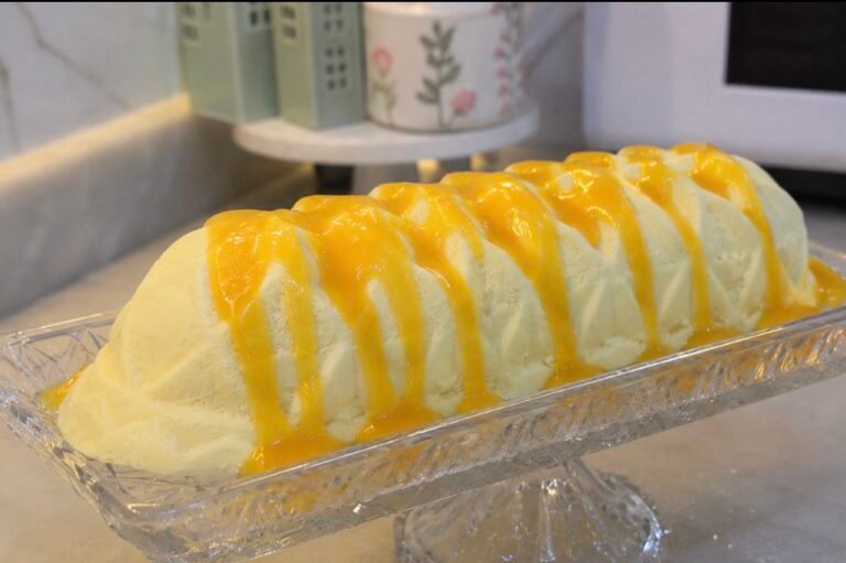 Creamy Milk Dessert with Mango Sauce