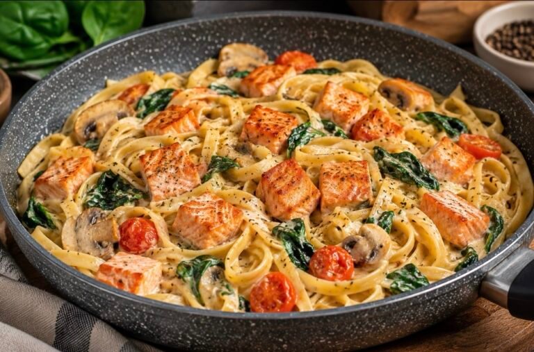 Creamy Salmon Spinach Pasta