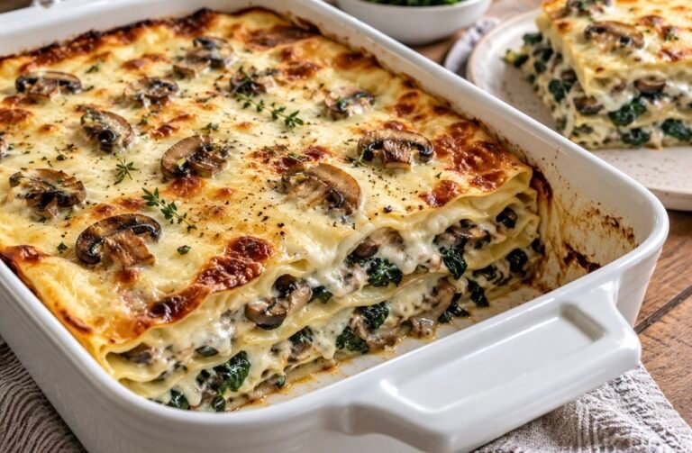 Mushroom and Spinach Lasagna with Béchamel Sauce