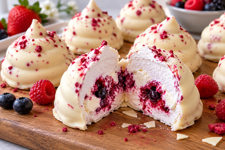 Berry Marshmallow Meringue Domes